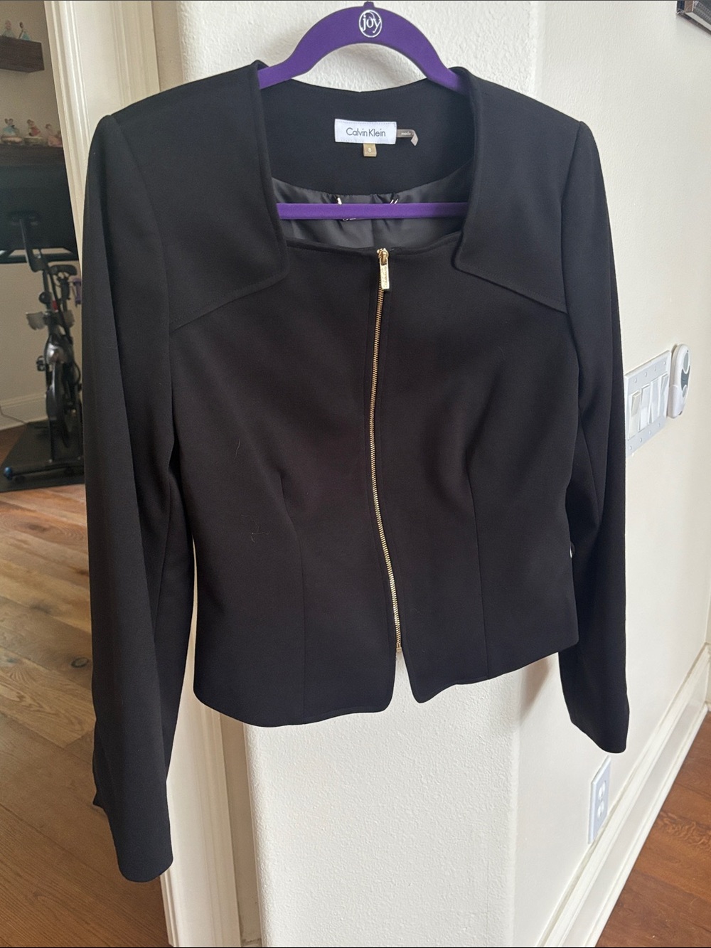 Calvin Klein Black Zip-Front Women's Blazer
